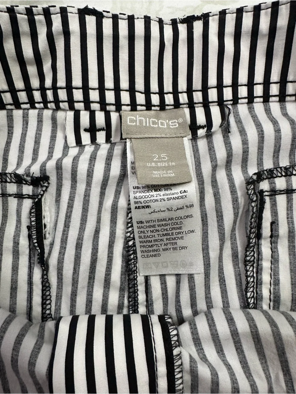 Chico’s Black & White Vertical Stripe Pants - Picture 5 of 6